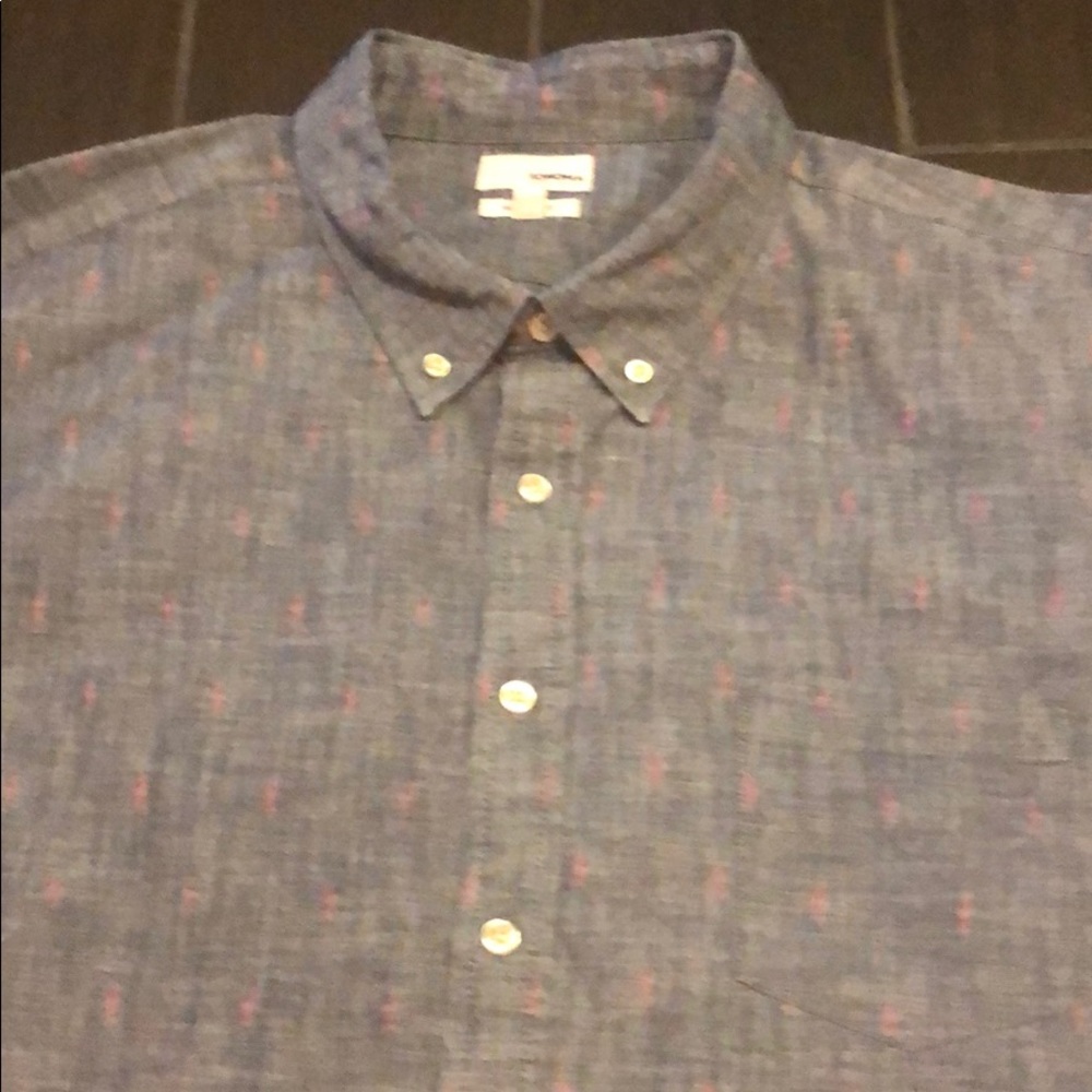 Men’s short sleeve denim like with pink flamingos